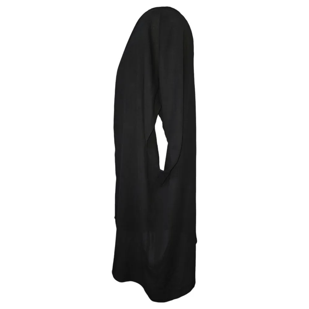 Daniel Rainn Black Duster Swim Coverup Kimono S Chiffon Fringe Boho Beach Resort
